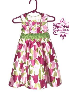 RARE EDITION Pink Green Tulip Dress Crinoline Slip EUC